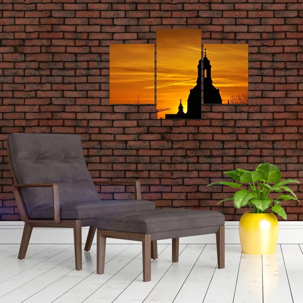 Tablou cu biserică în apus de soare (90x60 cm)