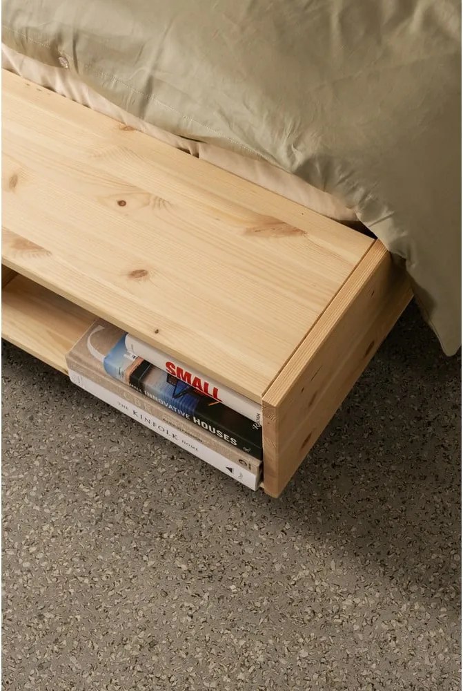Pat matrimonial în culoare naturală din lemn de pin cu somieră 160x200 cm Merge – Karup Design