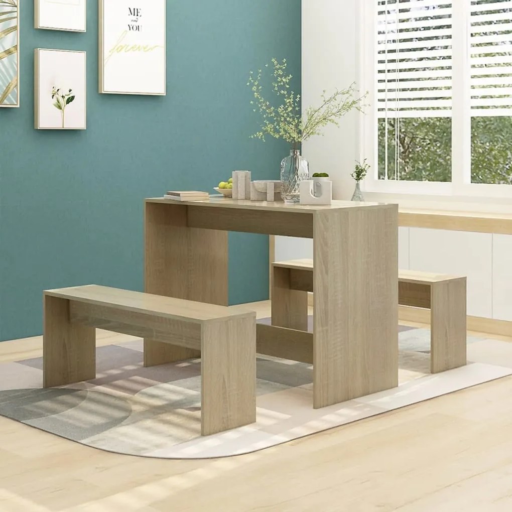 vidaXL Set mobilier de bucătărie, 3 piese, stejar sonoma, PAL