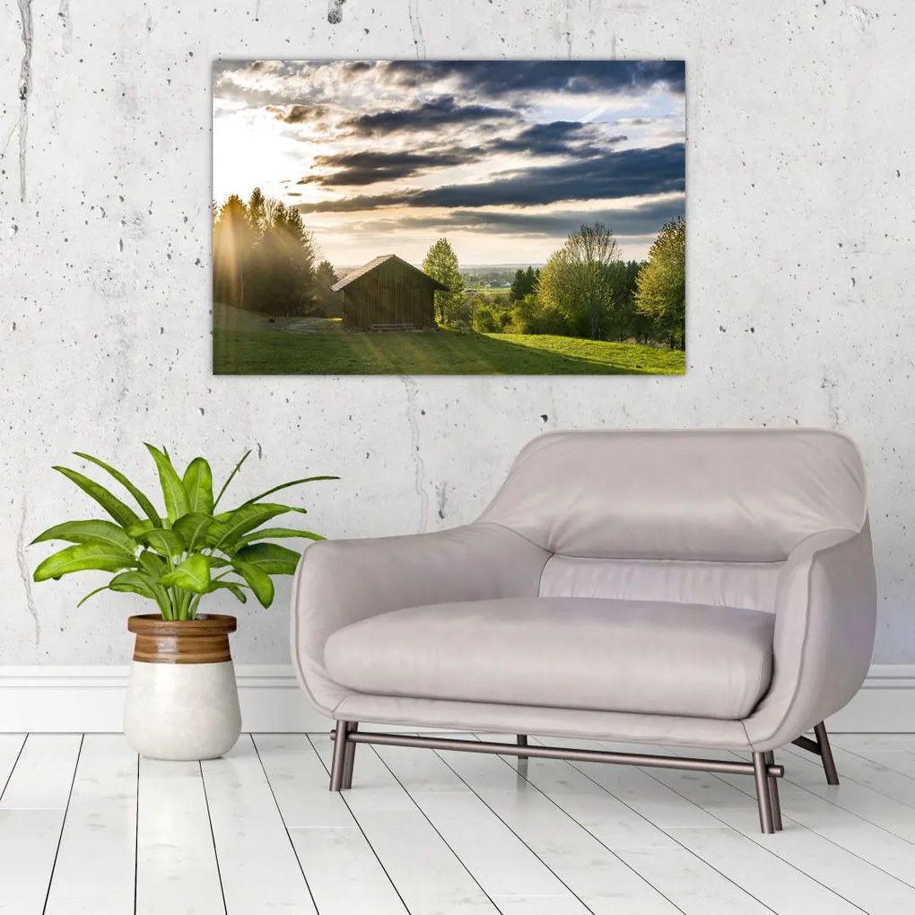 Tablou cabana în pădure (90x60 cm)