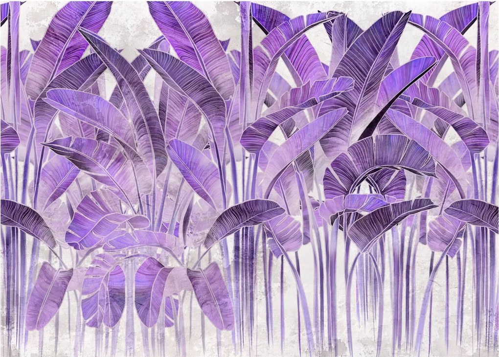 Tablou - Frunze violet în tencuială (70x50 cm)