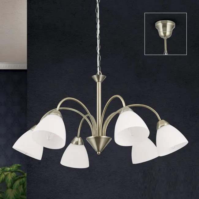 Candelabru, Lustra suspendata cu 6 brate Susan, alama antic