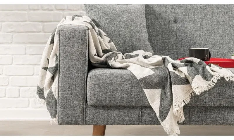 Canapea extensibila cu 3 Locuri Glasgow, Gri, 214 x 90 x 75 cm