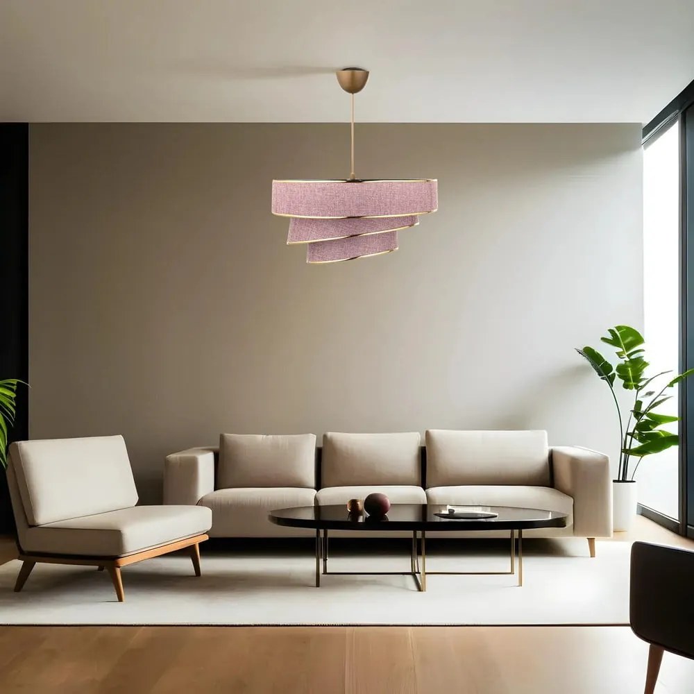 Lustră roz/aurie cu abajur textil ø 40 cm Couper – Opviq lights