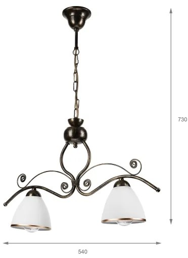 Lustră pe lanț RETRO 2xE27/60W/230V bronz/patină