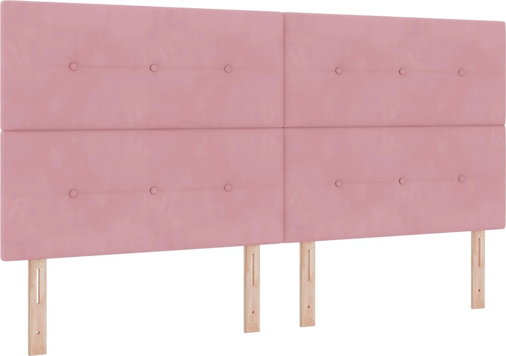 vidaXL Tăblie LED cu benzi LED Manual Roz 200 cm Catifea