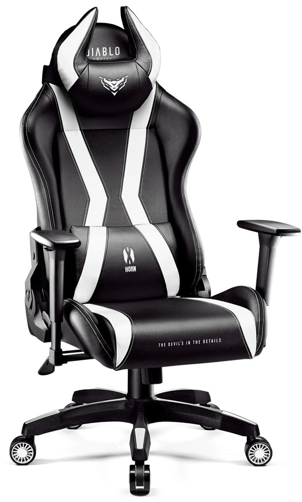 Scaun gaming Diablo X-Horn 2.0 King Size: negru-alb Diablochairs