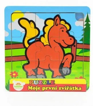 Mini puzzle din lemn 9 piese Primele mele animale