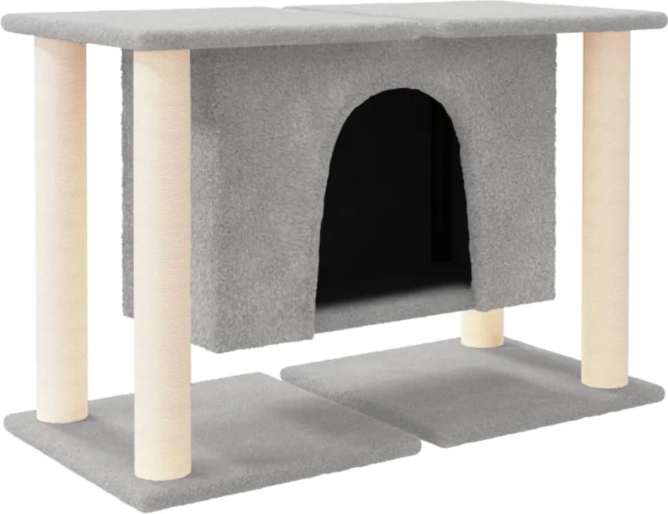 vidaXL Ansamblu de pisici, stâlpi din funie sisal, gri deschis, 50 cm