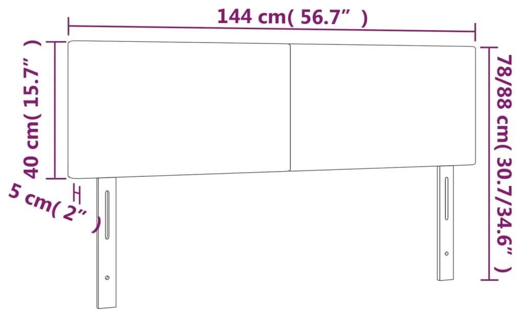 Tablie de pat cu LED, gri taupe, 144x5x78 88 cm, textil 1, Gri taupe, 144 x 5 x 78 88 cm
