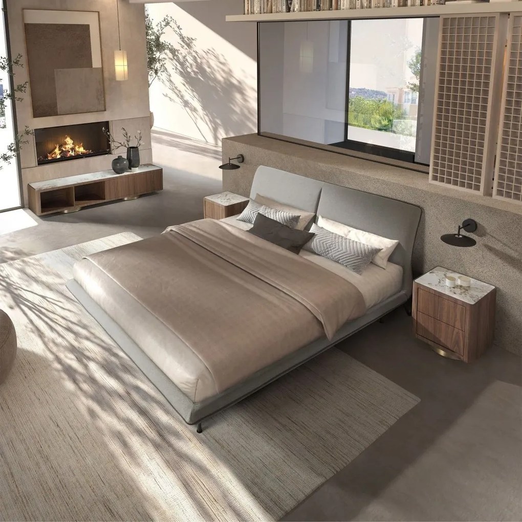 Pat dublu tapitat design LUX Dark grey 180x200cm