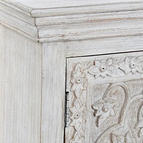 Comoda cu doua usi Mango din lemn alb 101x43x93 cm