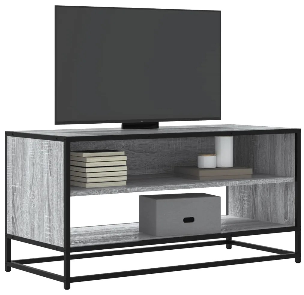 848887 vidaXL Dulap TV, gri sonoma, 91x40x46 cm, lemn prelucrat și metal