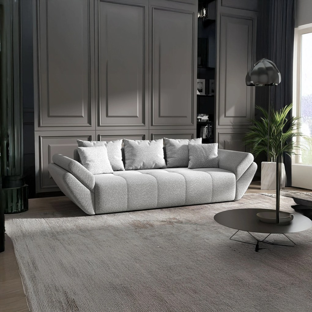 Canapea extensibilă dumonde cu ladă de depozitare si sezut confortabil din spuma high-density, Berlin Euphoria Dove 250x100 cm