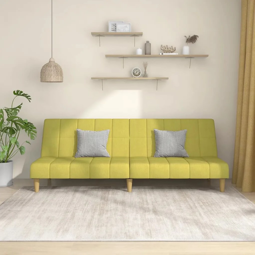 337484 vidaXL Canapea extensibilă cu 2 locuri, verde, textil