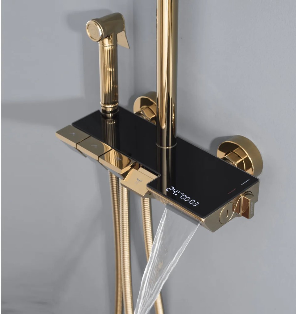 Coloana Dus ,Gold ,Afisaj Lcd Temperatura Apa ,Smack, LS