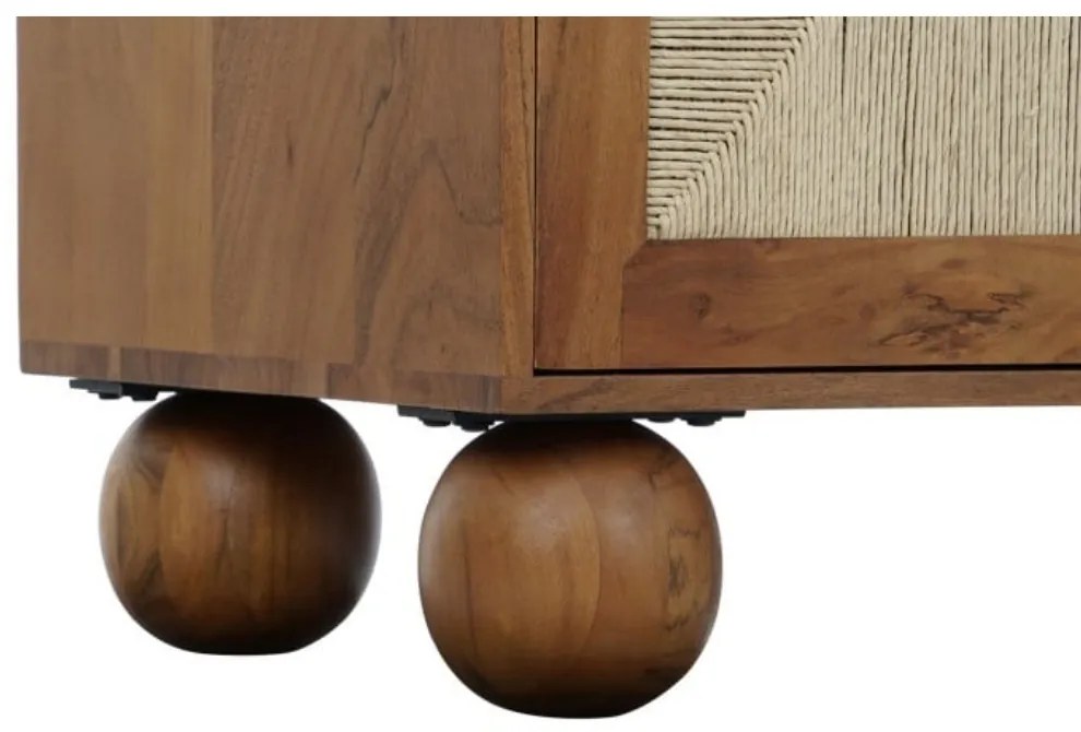 Etajeră din lemn de acacia și rattan, H181 cm, „Savanah”