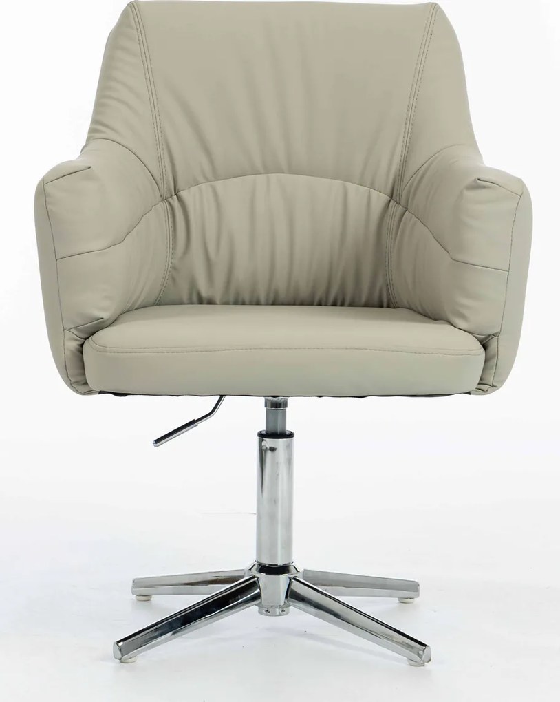 HR840CROSS Scaun Culoarea Inului Piele Ecologica Premium Soft cu Bază Cromata