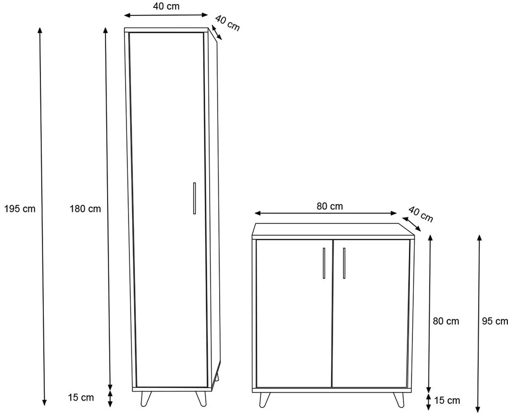 Mobilier hol Fix (Stejar + Alb). 1089049