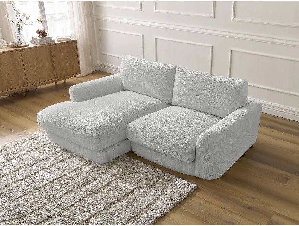 Colțar gri deschis cu tapițerie din chenille (cu colț pe partea stângă/cu șezlong) Leonore – Bobochic Paris