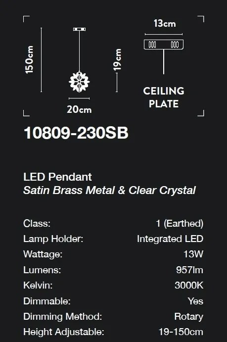 Lustra/Pendul LED cristal design lux elegant BELLE D-20cm