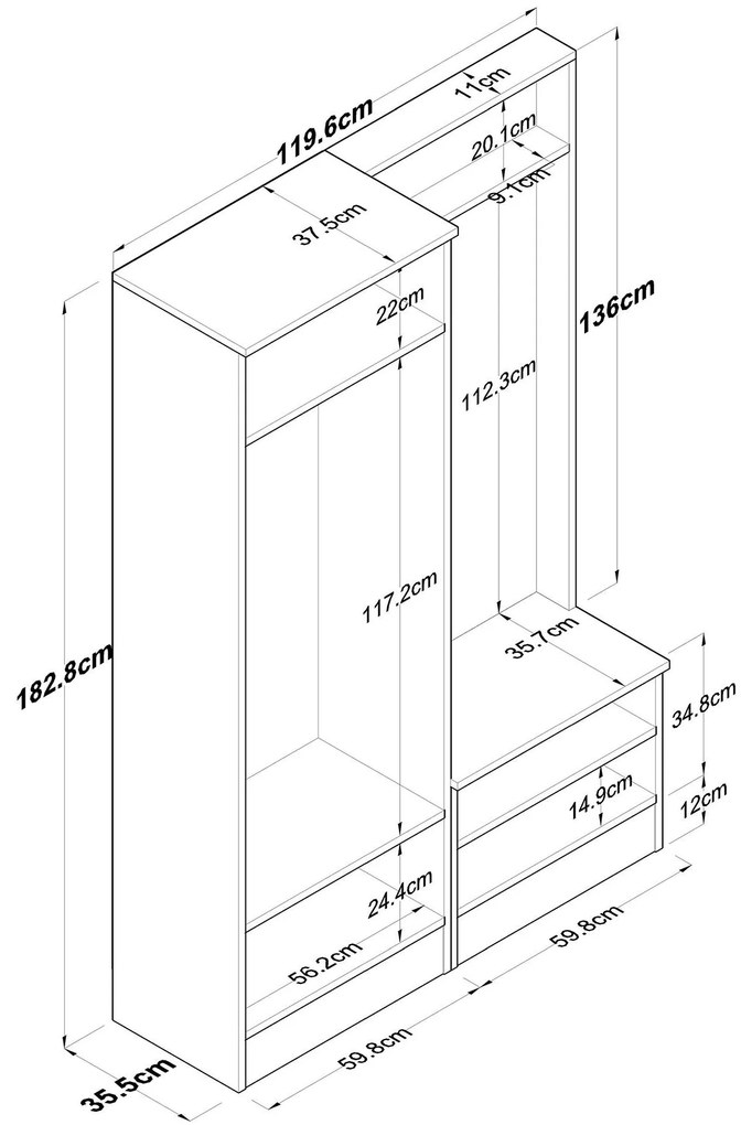 Mobilier Hol Bivake 2 (alb + Nuc) . 1093973