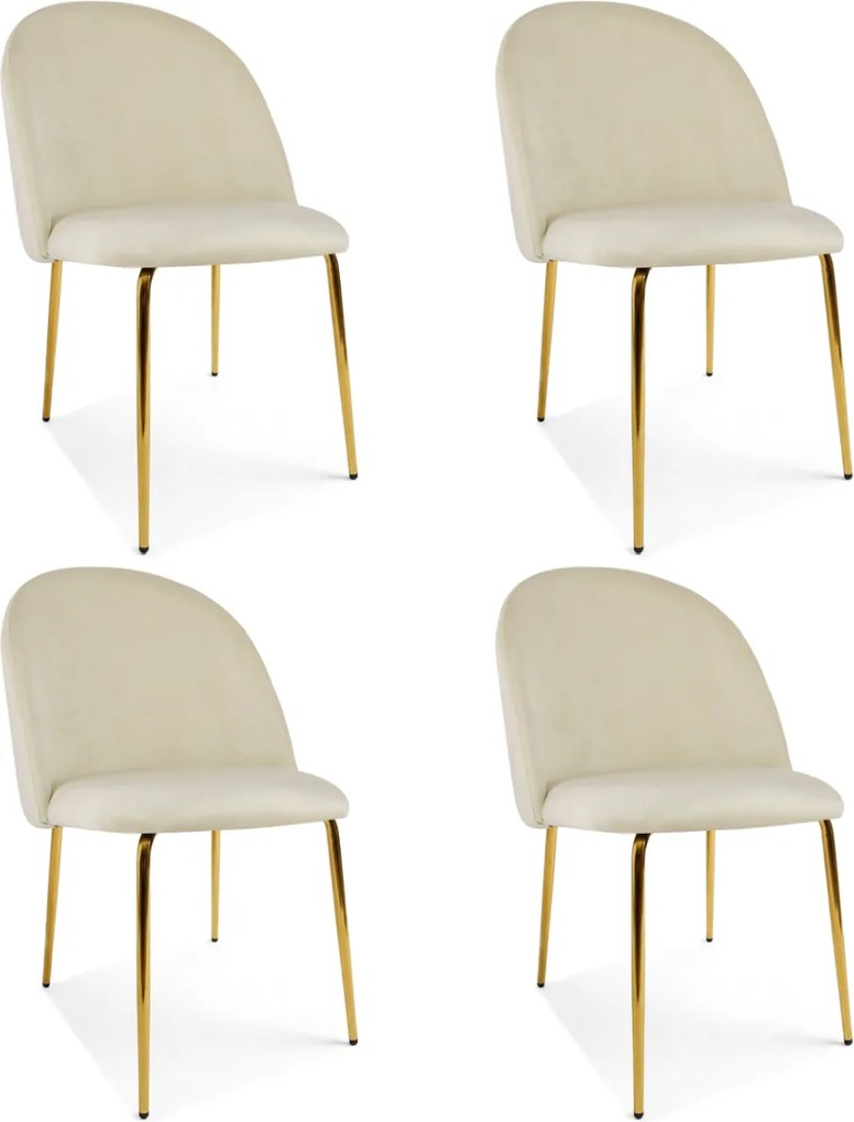 Scaun bucatarie INCA VELVET din catifea cu picioare aurii, crem