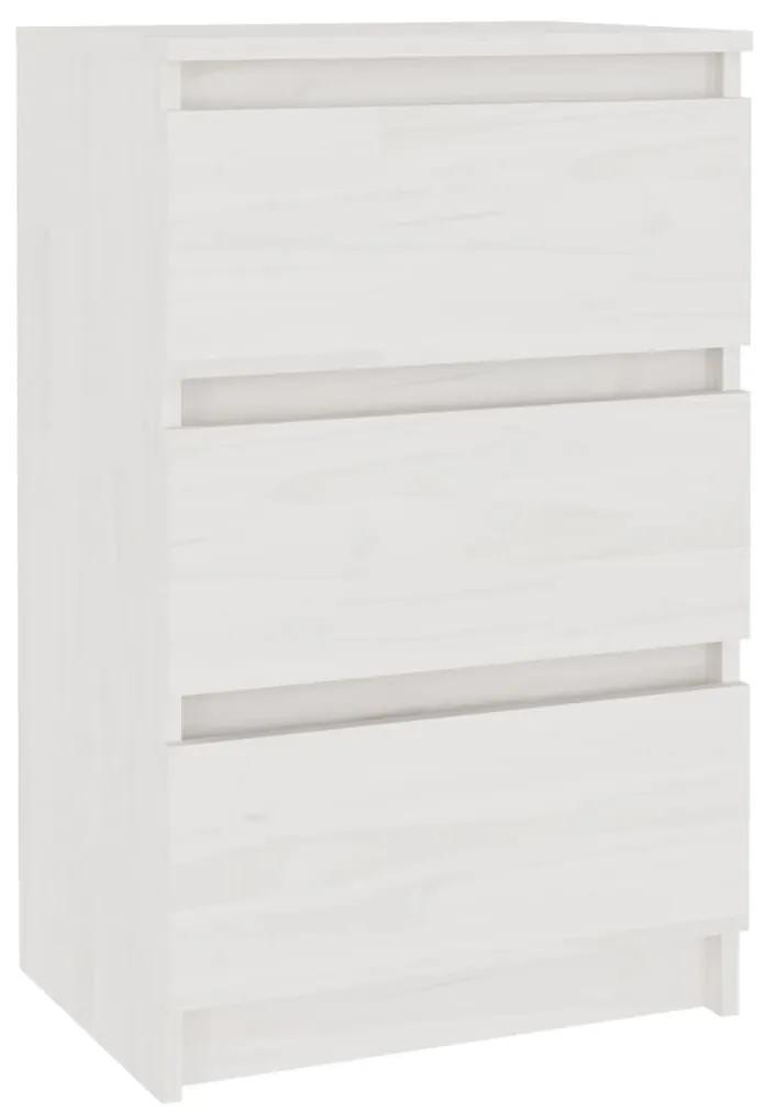 808085 vidaXL Noptieră, alb, 40x29,5x64 cm, lemn masiv de pin