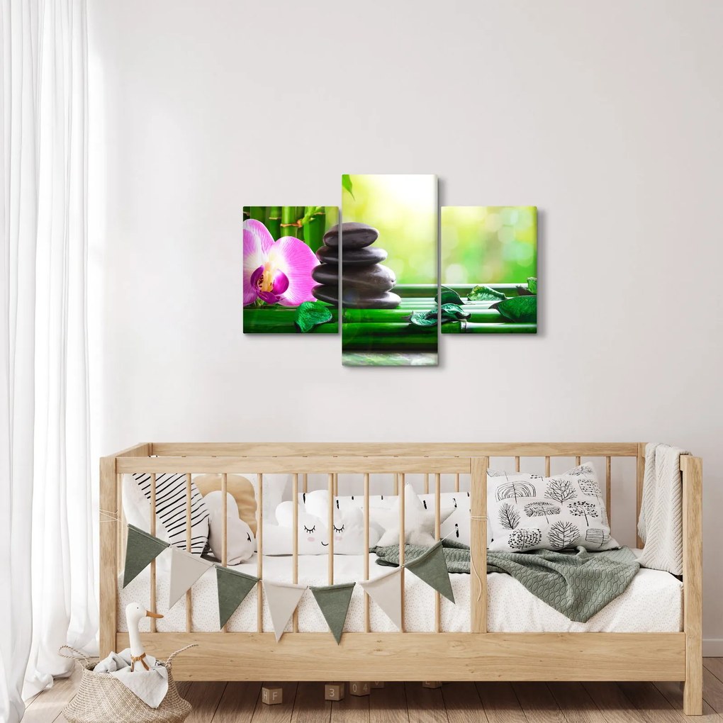 Tablou cu pietre pentru masaj și orhidee (90x60 cm)