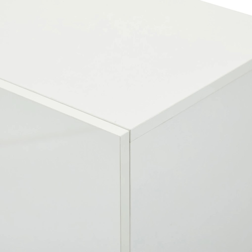 Vitrină lucioasă cu iluminare LED, 1 raft de sticlă, 45x35x160 cm, Alb