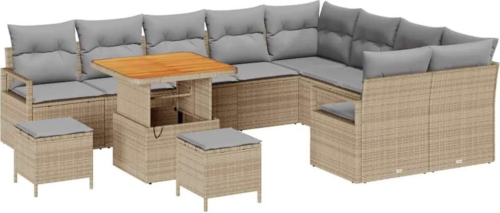 vidaXL Set de canapele pentru grădină 12 pcs Beige și gri deschis