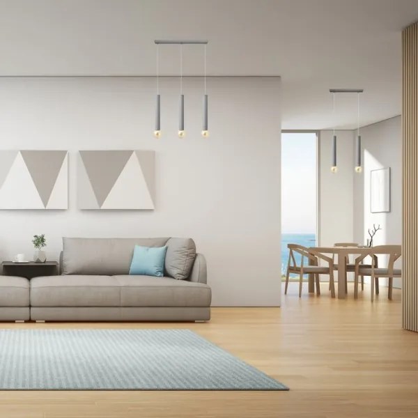 Lustră pe cablu TUBA 3xE27/15W/230V gri