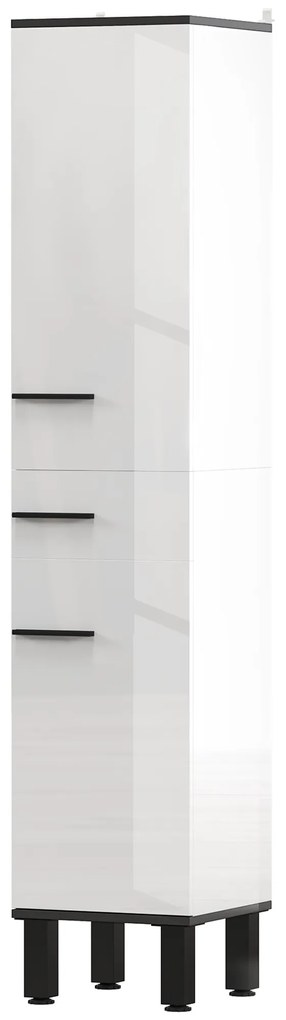 HOMCOM Dulap Înalt de Baie cu Sertar 2 Uși și Rafturi Ajustabile Mobilier Auxiliar de Baie Antirăsturnare 34x32x170 cm Alb | Aosom Romania