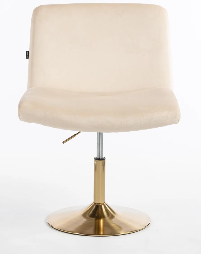 HR150N Scaun Crem din Catifea cu Bază Aurie