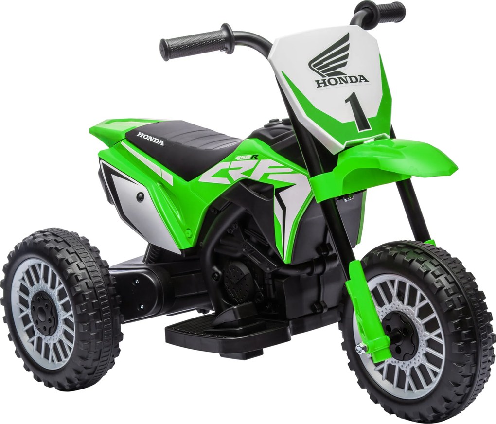 HOMCOM Motocicletă Electrică pentru Copii 6V Honda CRF450RL Licențiată Verde 3 Roți 18-36 Luni | Aosom Romania
