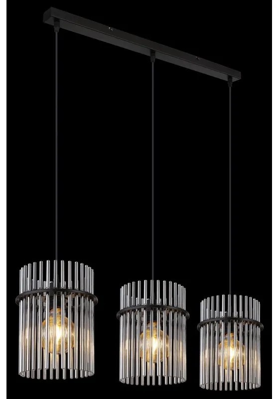 Lustra suspendata 3L design modern GORLEY negru, fumuriu