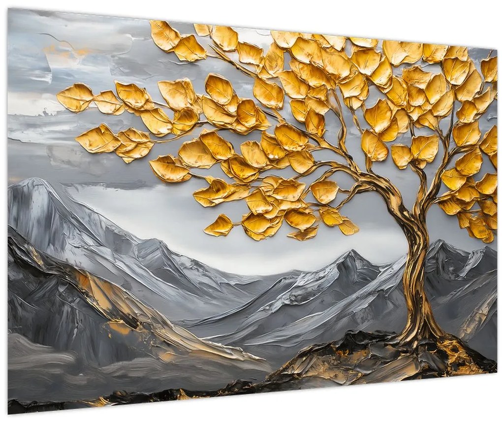 Tablou – Arbore cu frunze aurii (90x60 cm)