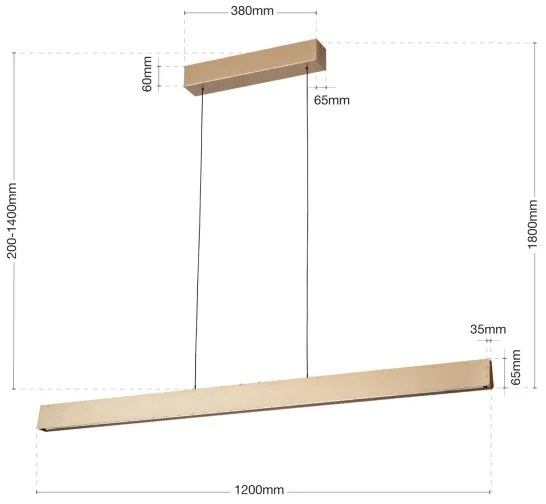 Lustră LED dimabilă pe cablu Orion HL 6-1716/120 TARA LED/44W/230V auriu