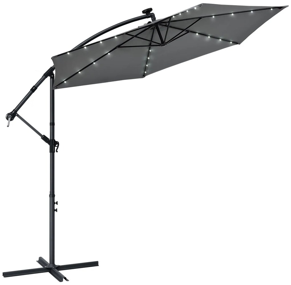 Juskys Umbrelă de soare LED Brazilia 3,5 m - gri închis