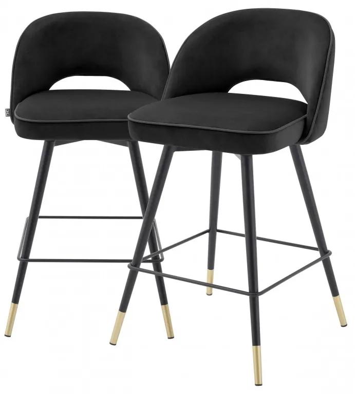Set de 2 scaune de bar design modern Cliff, H-92,5cm negru 114575 HZ