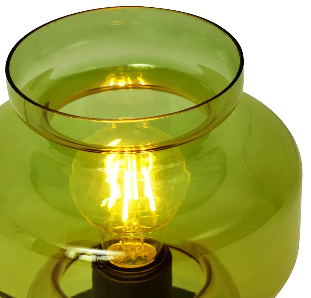Lampă de masă retro neagră cu sticlă verde - Denise