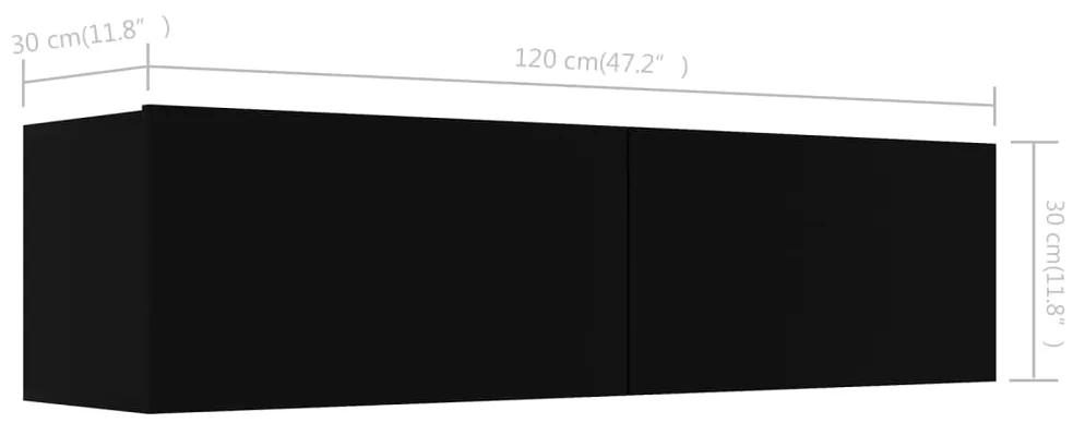 Comoda TV, negru, 120 x 30 x 30 cm, PAL 1, Negru, 120 x 30 x 30 cm
