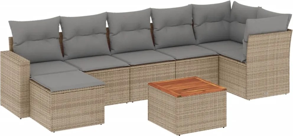 vidaXL Set canapele de grădină, 8 piese, cu perne, bej, poliratan