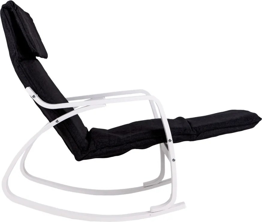 Scaun balansoar alb negru cu suport pentru picioare reglabil