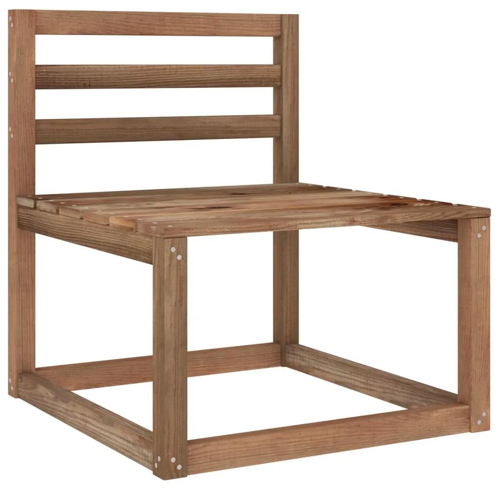 Set mobilier de gradina, 7 piese, maro, lemn de pin tratat 2x colt + 2x mijloc + 3x suport pentru picioare, 1