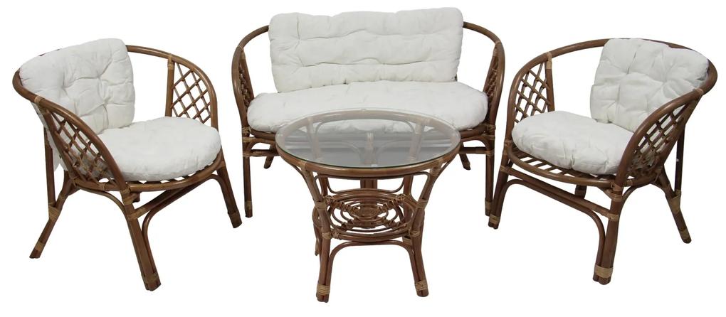 Set masa rotunda  cu 2 scaune + 1 canapea cu perne pentru gradina