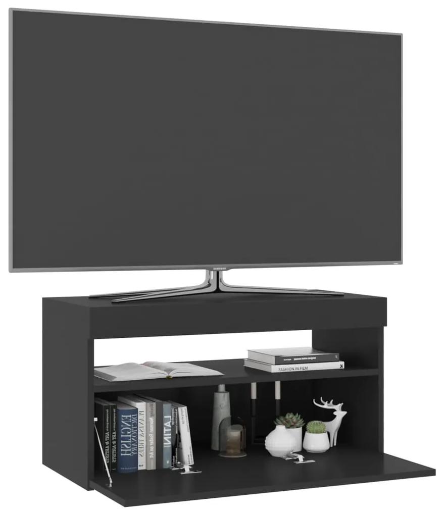 Comoda TV cu lumini LED, negru, 75x35x40 cm 1, Negru, 75 x 35 x 40 cm