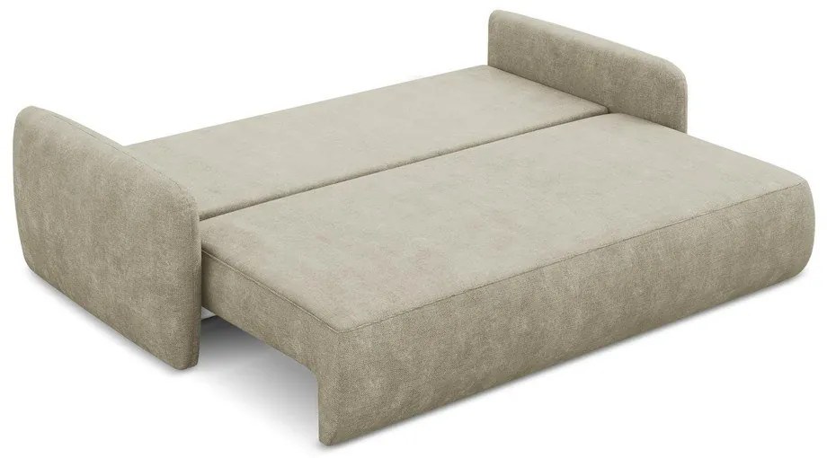 Canapea bej extensibilă/cu spațiu de depozitare cu tapițerie din chenille 218 cm Lilo – Makamii