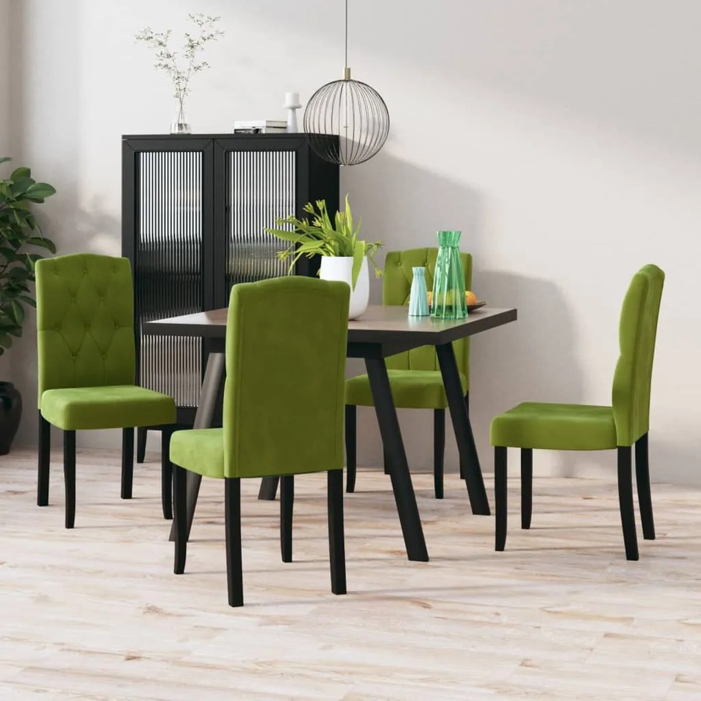 336918 vidaXL Scaune de bucătărie, 4 buc., verde deschis, catifea