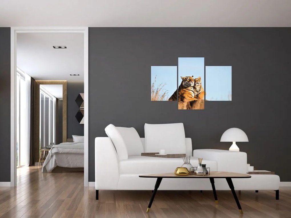 Tablou - Tigroaica cu pui (90x60 cm)